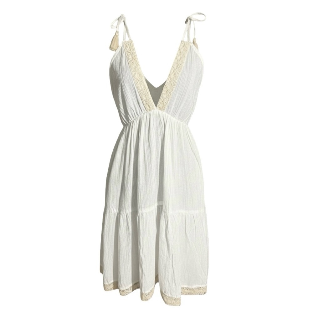 Antica Sartoria by Giacomo Cinque Cotton Mini Dress / Cover-Up White Size OSFA - Picture 4 of 5